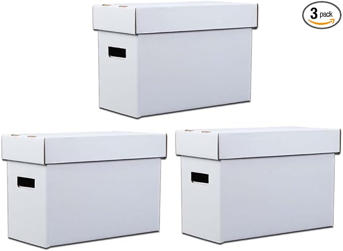 GRAND ORANGE 3 Pack Comic Book Storage Box - Holds 150-175 Comics, Collapsible, Stackable, Moistureproof, Archival Cardboard Short Box