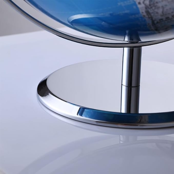 World Globe with Stainless steel Stand, 8inch Earth Modern Desktop Globe For Educational Home Office Desk Bookshelf Decor, Cool Tech Gift for Business Men Father Boys Adults & Kids