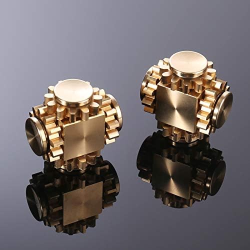 Pure Brass Cube Gears Linkage Anti-Anxiety Fidget Spinner Toy,Metal DIY EDC Meditation Break Bad Habits ADHD Finger Spinning Toy for Kid and Adults High Speed Precision Brass Material