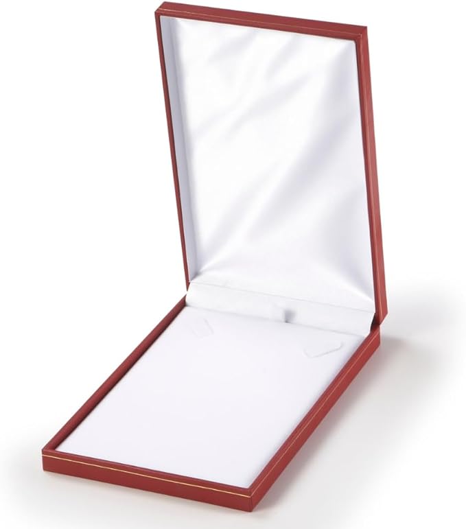 Novel Box Red Jewelry Box for Necklace 4.4x6.25x1.4 Inch - Faux Leatherette Jewelry Display Gift Boxes - Soft Velvet Interior Necklace/Pendant Storage Cases for Proposal Engagement Wedding Birthday