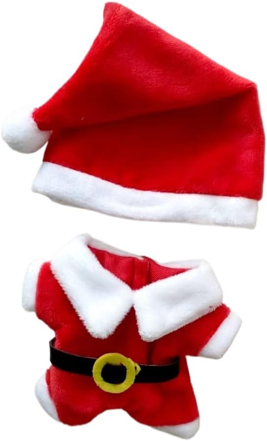 Christmas 17cm Doll Clothes Set(No Doll), Hat & Overalls Set for 17cm Labubu Suit, Cute Cloth for Dress up Unique Style Dolls Outfit Stylish Clothes for Labubu (Santa Claus)
