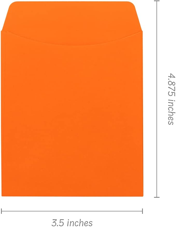 Hygloss 30 Library Card Pockets 3.5x5 Inch - Non-Adhesive Pocket Envelopes - Orange - Classroom Envelope Pockets - Ideal for Organizing - Colorful Small Library Book Pocket
