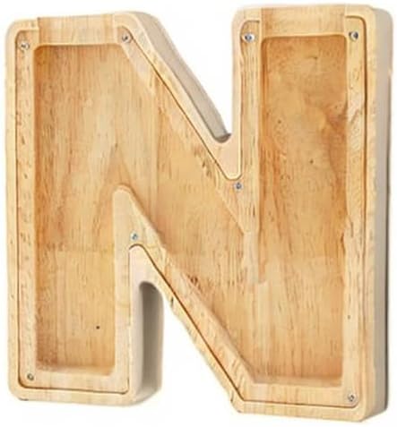 Twenty-six English Alphabet A-Z Letter Piggy Bank,Large-Capacity Transparent Wooden Alphabet Piggy Bank，Personalized Coin Savings Box, Name DIY Creative Purchase Combination.