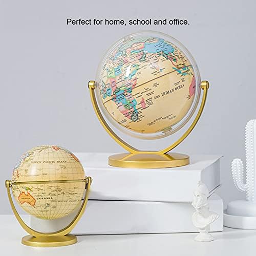 Globe English Mini World Map with Sturdy Hard Base, Earth Geographical Location Map Picture Teaching Tool Child Gift