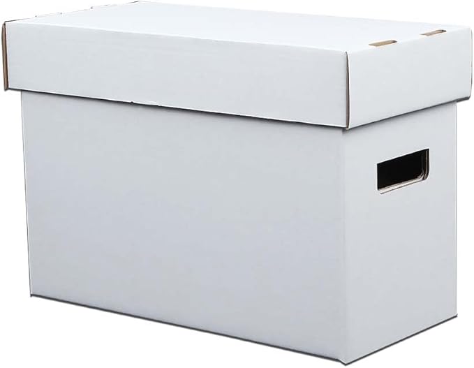 G-PLUS Comic Books Storage Boxes 10 Boxes With Lids Short Holds 150-175 Stackable Durable Archive White Comic Book Storage