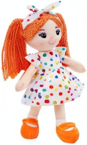 June Garden 18" Snuggle Cuties Bella - Soft Cuddly Plush Doll Gift for Girls - Huggable Rag Doll - Orange L