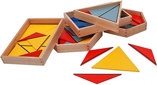 Montessori Toys for 3+ Year Old Colorful Constructive Triangles with 5 Boxes Wood Puzzles Math Games Baby Toys Montessori Preschool Learning Educational Toys Gifts for Kids