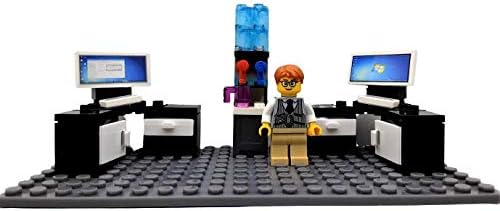 Custom Toys & Hobbies INC Building Bricks Businessman Lawyer Office Setup- Premium Quality Desk Keyboard Computer & Minifigure Holiday Birthday Gift for Kids (Full Office)
