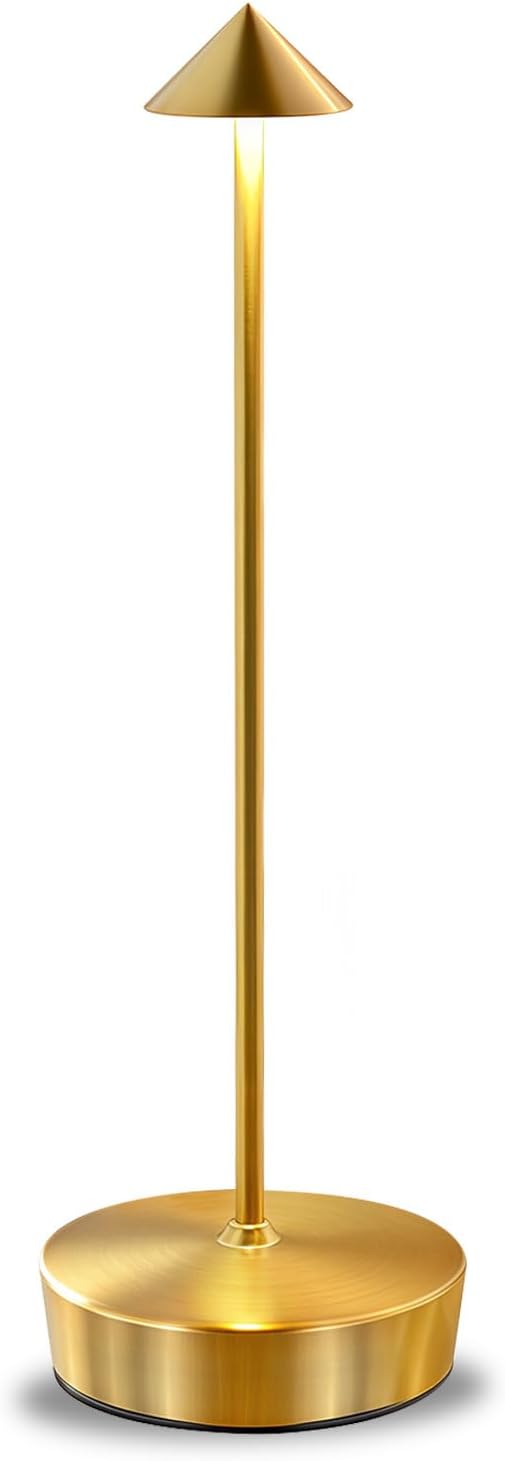 Gold Cordless Rechargeable Table Lamp 7200mAh Portable Touch Control Led Waterproof Table Lamp for Bedroom Reading
