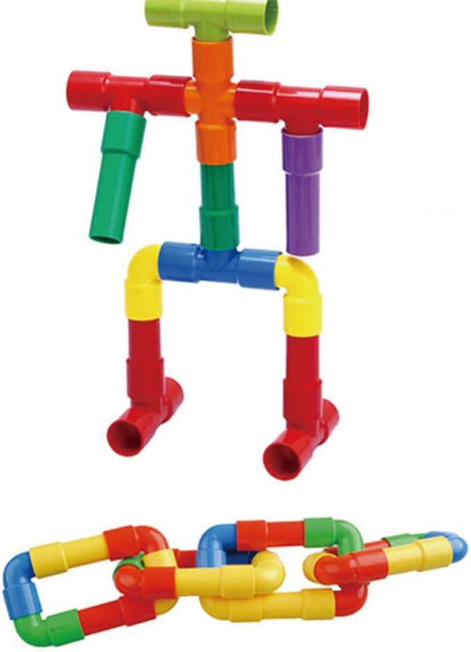 STEM Building Blocks Toy, Plastic Tube Locks Construction Building Blocks Set Educational Tube Learning Toy for Boys Girls