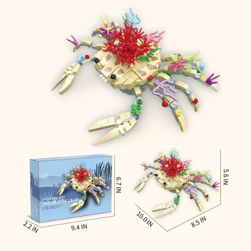 441PCS Micro Brick Ocean Plants Animal Crab Toys Building Sets,Animals Botanical Collection Blocks Model for Adult Toys,Home Decor and Office Art Creative Gift,for Teens Ages 6+ Kids
