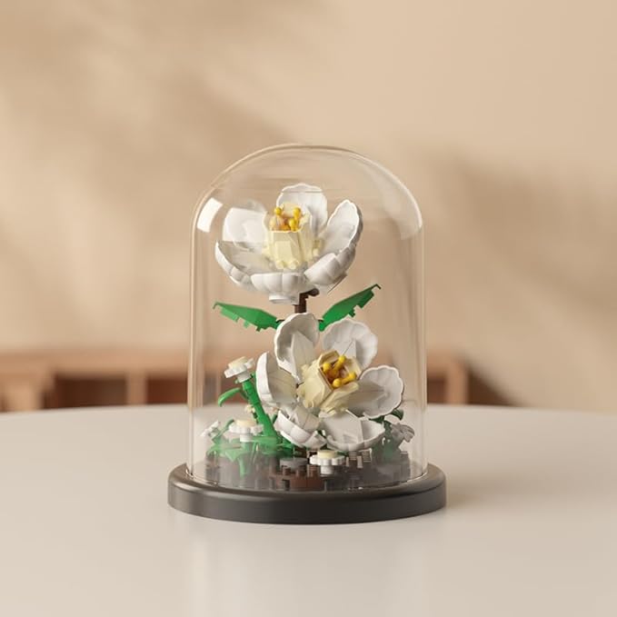 Mini Brick Flower Building Kit with Display Cover- 500PCS Micro Bricks for Realistic Artificial Flowers, Gardenia,Rosa multiflora Thunb and Rose,Perfect for Home Decor and Gifts