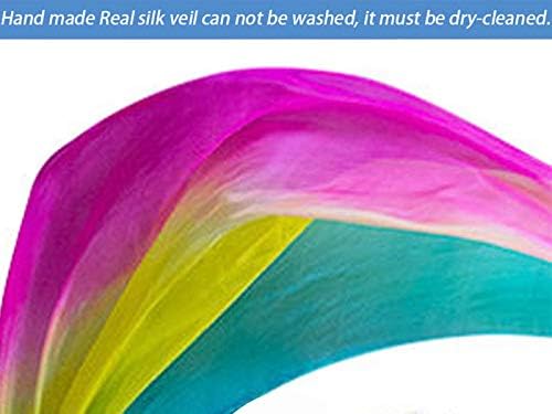 KIKIGOAL 2pcs 2.5x0.9M/98.43"x35.43" Multi-Color Dance Silk Veil Poi