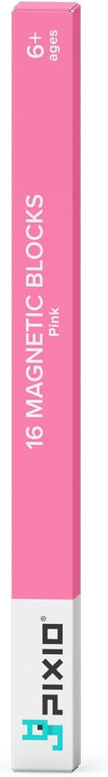 PIXIO-16 Pink Color Series Magnetic Blocks Building Set 16pcs with Free App, Stress Relief Building Blocks, Magnets for Kids, Pixel Art Desk Toy, Fidget Toys