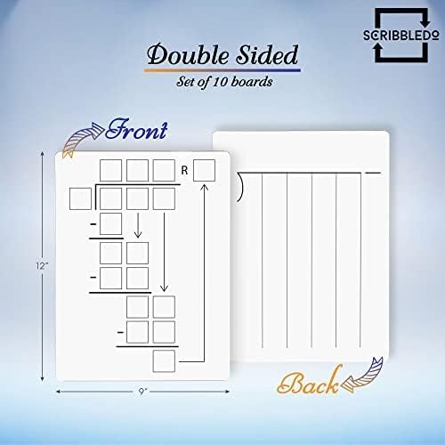 2 Pack Dry Erase Division White Board 9 x 12 Inch Small Lapboard l Durable Portable Double Sided Math Practice Whiteboard for Kids Students, Classroom and Home