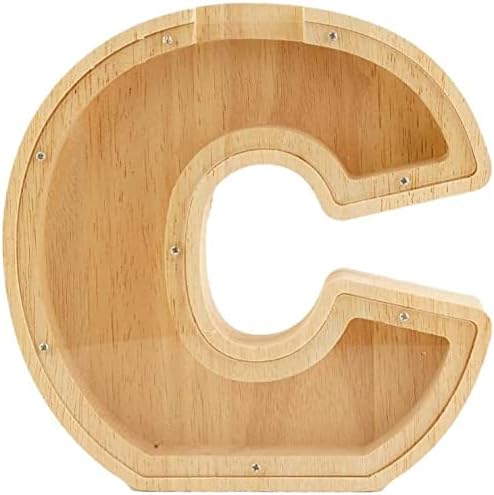 Twenty-six English Alphabet A-Z Letter Piggy Bank,Large-Capacity Transparent Wooden Alphabet Piggy Bank，Personalized Coin Savings Box, Name DIY Creative Purchase Combination.