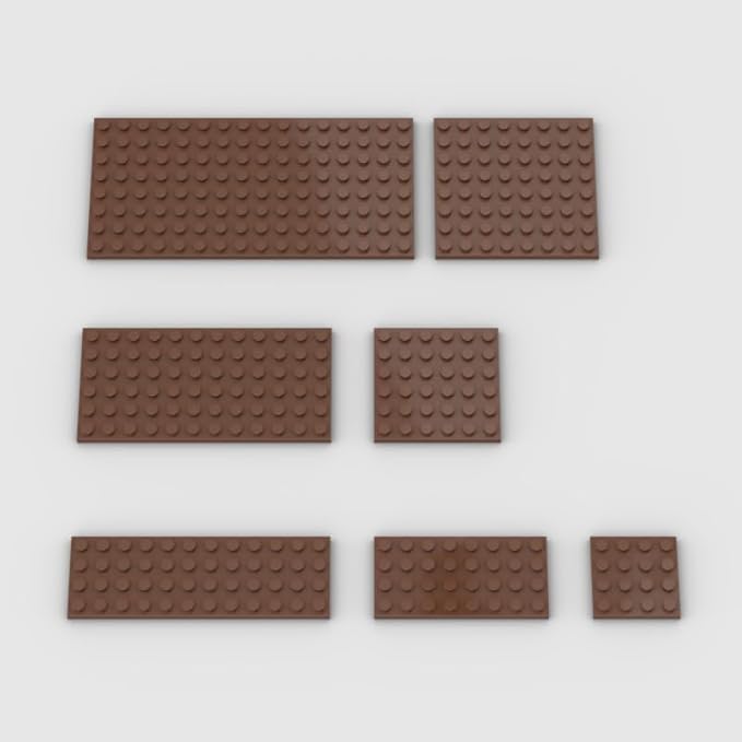 Classic Building Plate Assortment - 50pcs Brown Building Plates with 7 Sizes, Compatible with Lego, for Most Brands