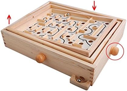 Topwon Wood Labyrinth Table Maze/Balance Board Table Maze Solitaire Game for Kids and Adults - Large - Great Gift