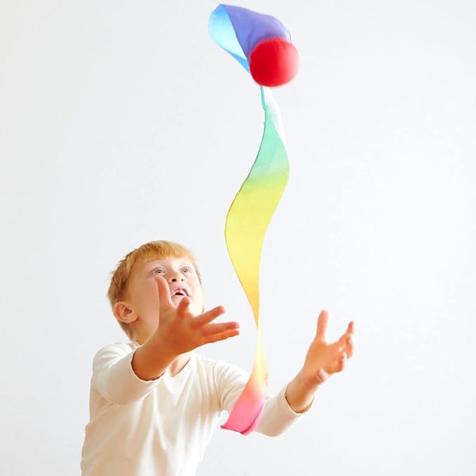 Sarah's Silks - Skytail - Waldorf Toys for Kids, 35" Long, Safe for Outdoor and Indoor Use - Rainbow Comet