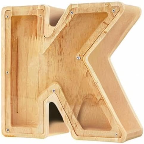Twenty-six English Alphabet A-Z Letter Piggy Bank,Large-Capacity Transparent Wooden Alphabet Piggy Bank，Personalized Coin Savings Box, Name DIY Creative Purchase Combination.