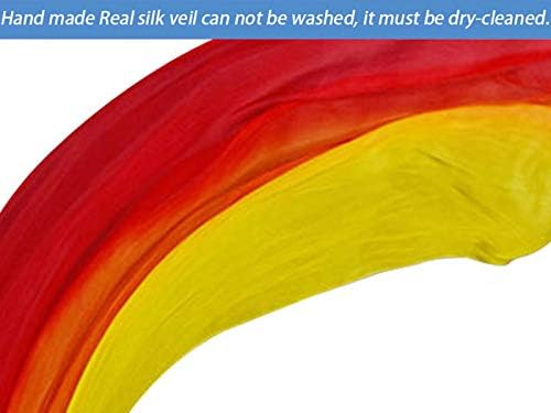 KIKIGOAL 2pcs 2.5x0.9M/98.43"x35.43" Multi-Color Dance Silk Veil Poi