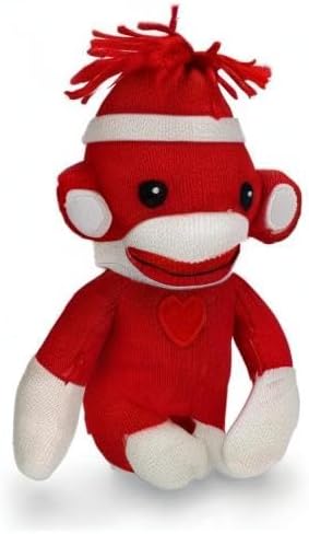 Plushland Adorable Sock Monkey, The Original Traditional Hand Knitted Stuffed Animal Toy Gift-for Kids, Babies, Teens, Girls and Boys Baby Doll Present Puppet 6 Inches (New Red)