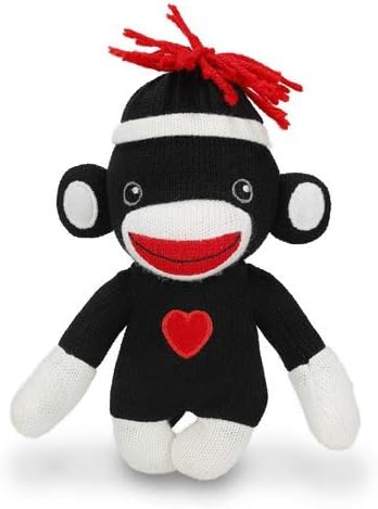 Plushland Adorable Sock Monkey, The Original Traditional Hand Knitted Stuffed Animal Toy Gift-for Kids, Babies, Teens, Girls and Boys Baby Doll Present Puppet 6 Inches (New Black)