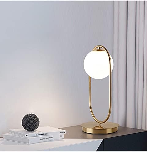 KCO Lighting Modern Bedside Night Lamp Mini Gold Table Light Metal Brass Finished Bedside Desk Lamp with Milky White Shade for Living Room Bedroom (Bronze, Oval)