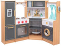 KidKraft Ultimate Corner Wooden Play Kitchen with Lights & Sounds, Play Phone and Curtains, Natural, Gift for Ages 3+