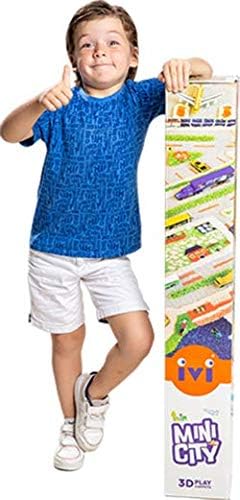 IVI Mini City 59" L x 39" W Educational Toddler Car Play Mat Rug for Bedroom, Kids Den, or Playroom