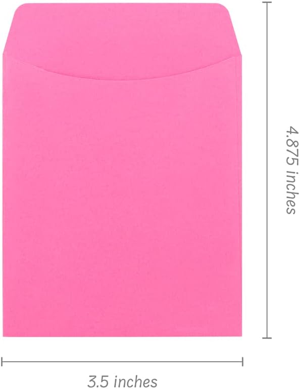 Hygloss 30 Library Card Pockets 3.5x5 Inch - Non-Adhesive Pocket Envelopes - Electric Pink - Classroom Envelope Pockets - Ideal for Organizing - Colorful Small Library Book Pocket