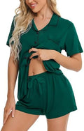 SWOMOG Womens Button Down Pajamas Set Short Sleeve Sleepwear Bride Soft Pj Lounge Sets XS-3XL
