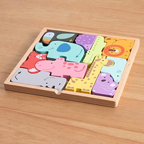 Fat Brain Toys Animal Block Puzzle - Wooden Shape-Matching Game for Preschoolers