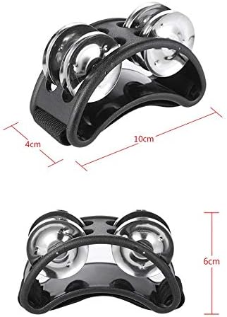 Musfunny Foot Tambourine Percussion Musical Instrument Foot Drum Set with Metal Jingle Bell for Guitar Drum Accessory (Black)