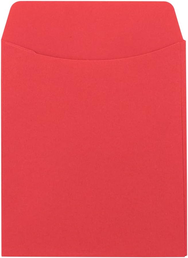 Hygloss 30 Library Card Pockets 3.5x5 Inch - Non-Adhesive Pocket Envelopes - Red - Classroom Envelope Pockets - Ideal for Organizing - Colorful Small Library Book Pocket