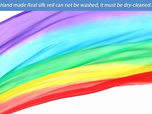 KIKIGOAL 2pcs 2.5x0.9M/98.43"x35.43" Multi-Color Dance Silk Veil Poi