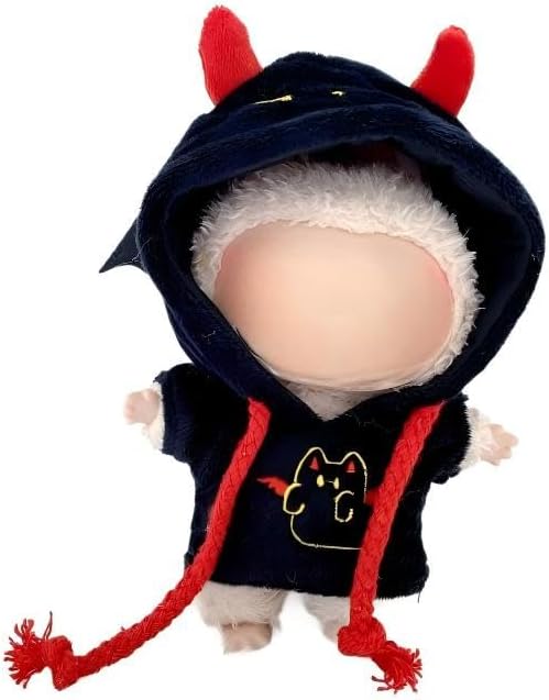 Halloween 17cm Doll Clothes Set(No Doll), Hat & Overalls Set for 17cm Labubu Suit, Cute Cloth for Dress up Unique Style Dolls Outfit Stylish Clothes for Labubu (Bat Sweatshirt)
