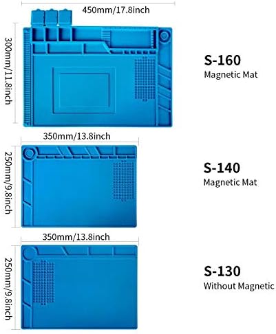 Kaisi S-160 Soldering Mat Insulation Silicone Magnetic Repair Work Station Mat Heat-Resistant for BGA and Gun Soldering Iron, Workbench, Cell Phone Laptop Repair, Size: 17.8 x 11.8 inch