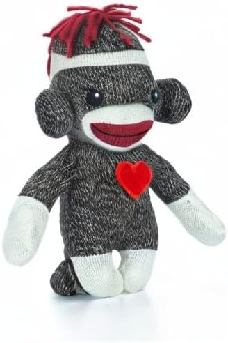 Adorable Sock Monkey 6 Inches, The Original Traditional Hand Knitted Stuffed Animal Toy Gift-for Kids, Babies, Teens, Girls and Boys Baby Doll Present Puppet (Brown)