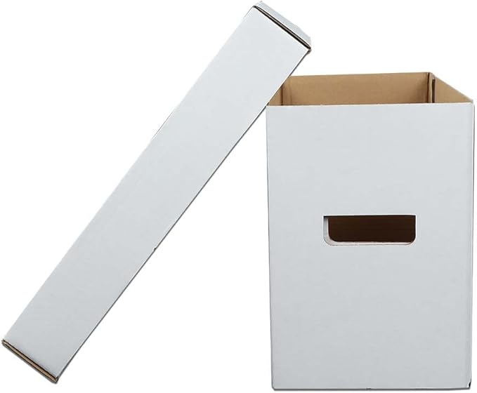 CROSSDESIGN 10 Pack Box Storage for Storing Small Items/Books/Kitchen/Supplies/Card, Corrugated Board Holds 150-175 Comics Collapsible/Stackable