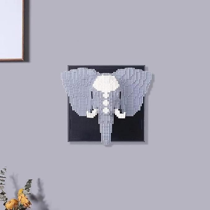 BDYDT Wall Art Elephant Building Blocks Set; A Wall Decor Set for Adults Who Love Creative Hobbies(1625 Pieces) Toys Gifts for Kid and Adult