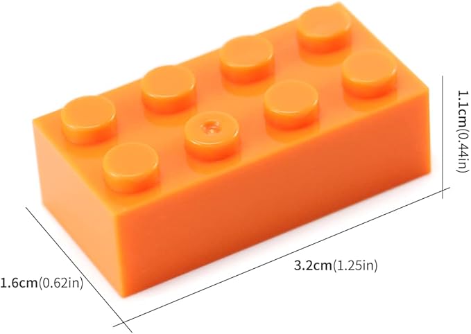 Feleph 100pcs 2x4 Bricks Orange Pieces Parts Building Kits Creative Play Set Basic Blocks Toy Accessories Compatible with 3001 Major Brands