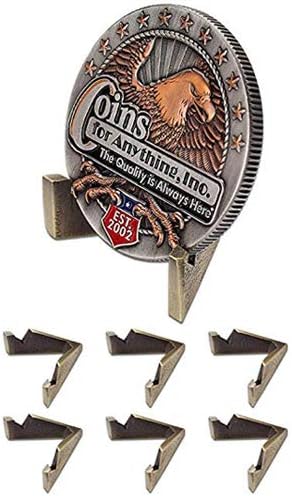 Coin Stand (6 Pack) - Coin Holder - Antique Brass Finish - Challenge Coin AA Medallion Token Holder - Veteran Owned Company!