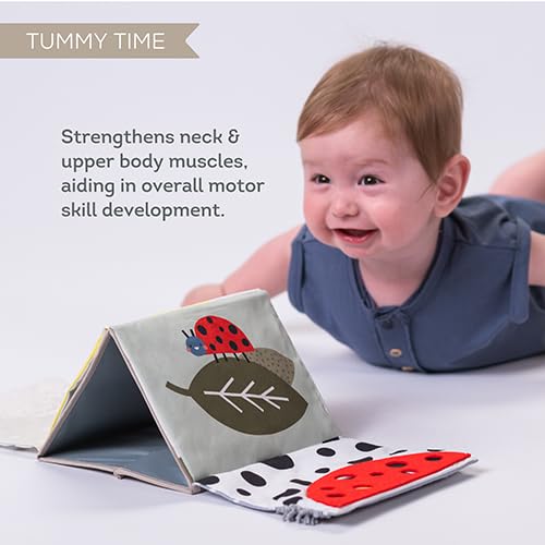 Taf Toys Tummy Time Sensory Book with Crinkle Pages & Soft Textures, High Contrast Patterns, Baby-Safe Mirror for Newborns and Infants, Tummy Time Toys for Babies 0-6 6-12 Months, Boys Girls Baby Gift