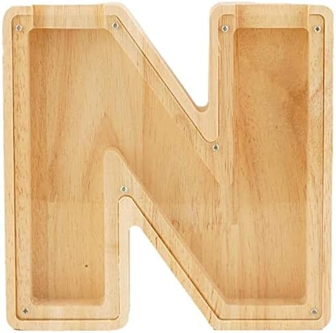 Twenty-six English Alphabet A-Z Letter Piggy Bank,Large-Capacity Transparent Wooden Alphabet Piggy Bank，Personalized Coin Savings Box, Name DIY Creative Purchase Combination.