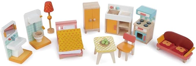 Tender Leaf Toys - Foxtail Villa - Furnished 27.95” Tall Town Style Pretend Play Doll House - Encourage Creative and Imaginative Fun Play for Children 3+