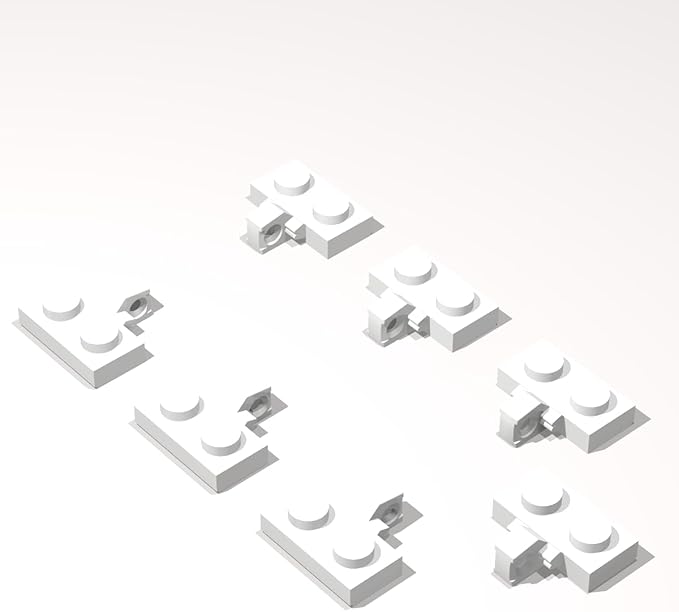 Classic Building Hinge Plate Bulk, 1x2 Locking with 1 Finger on Side with Groove 50 Piece, Compatible with Lego Parts and Pieces: (Color:White)