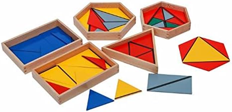 Montessori Toys for 3+ Year Old Colorful Constructive Triangles with 5 Boxes Wood Puzzles Math Games Baby Toys Montessori Preschool Learning Educational Toys Gifts for Kids