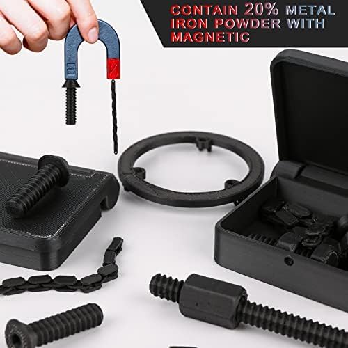 AMOLEN 3D Printer Filament, Metal PLA Filament 1.75mm with Magnetic, Contains 20% Metal Iron Powder, Apply to Polishing, Matte Black PLA 3D Printing Filament +/- 0.02mm, 1kg/2.2lbs