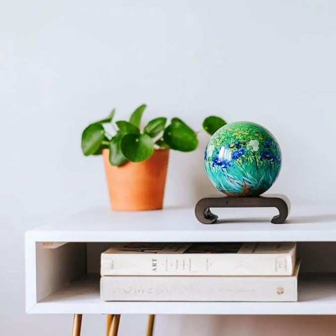 MOVA Van Gogh Irises 4.5” – Solar Rotating Globe Inspired by Famous Painting | Art Desk Décor | No Batteries or Wires